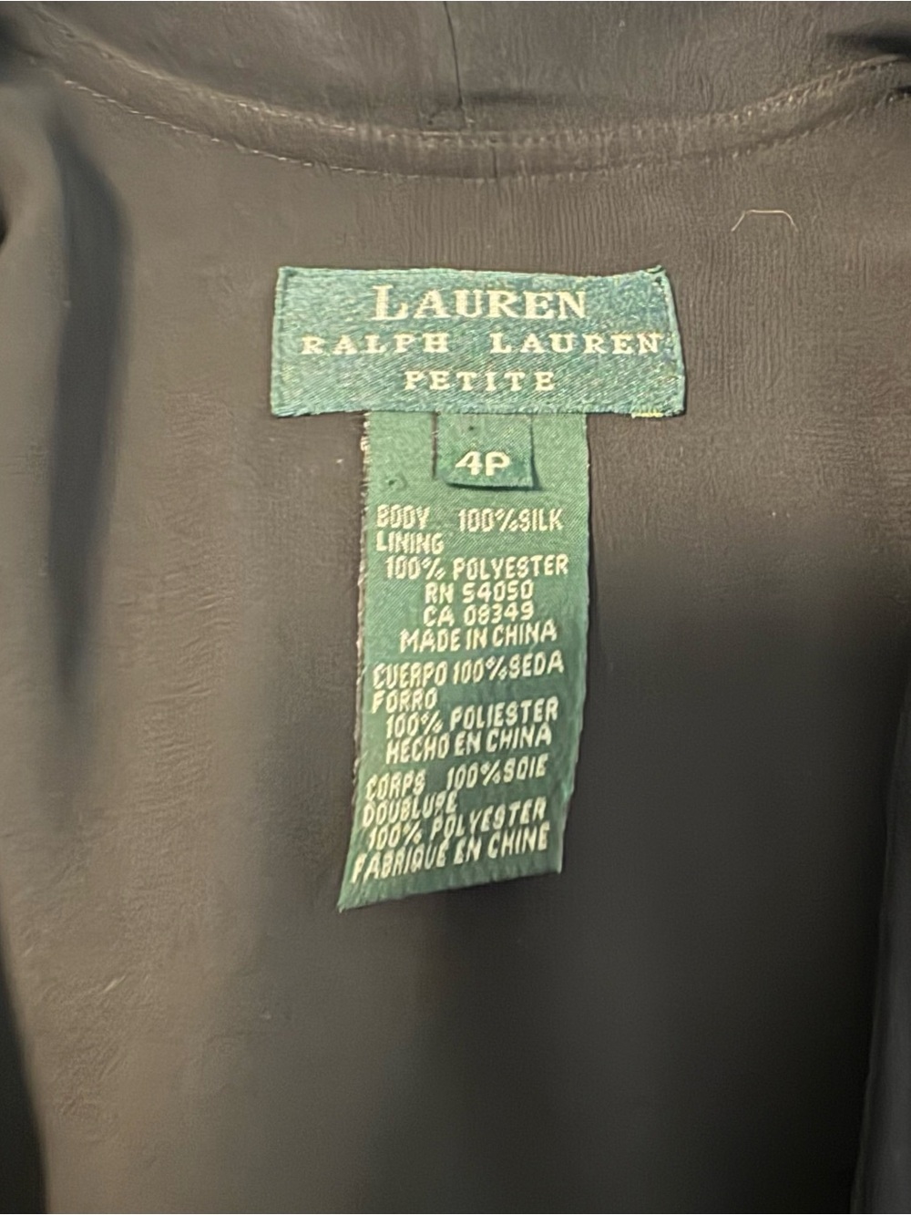 Vintage Lauren Ralph Lauren Silk Dress Black Size 4P - Picture 7 of 7